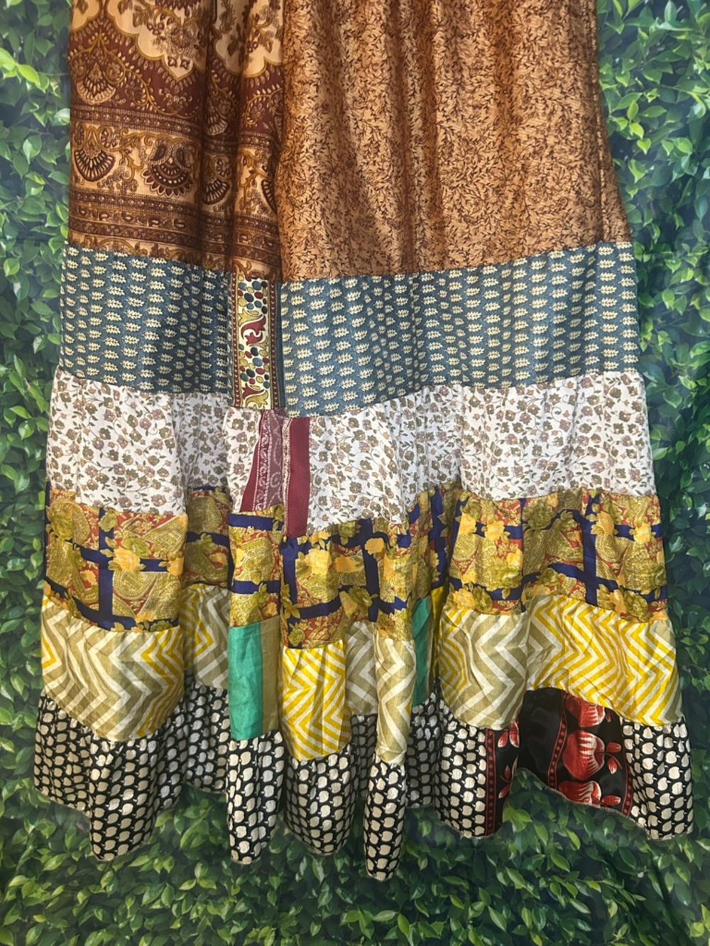 POL Multicolor Patchwork Wide-Leg ankle pants with Smocked Waist - Picture 3 of 10